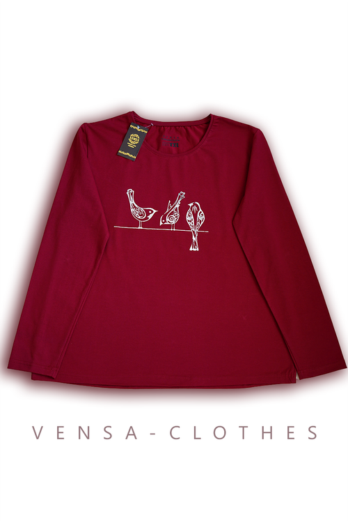 بلوز آستین بلند زنانه ونسا با چاپ سیلور پلاستیزول