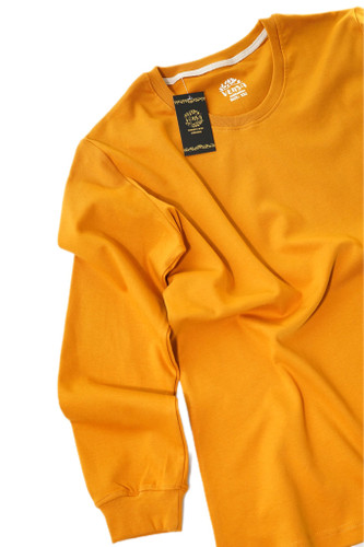 بلوز آستین بلند خردلی پنبه ای