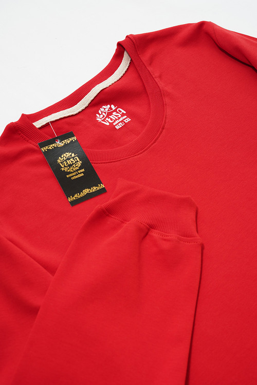 تیشرت آستین بلند یقه گرد نخی