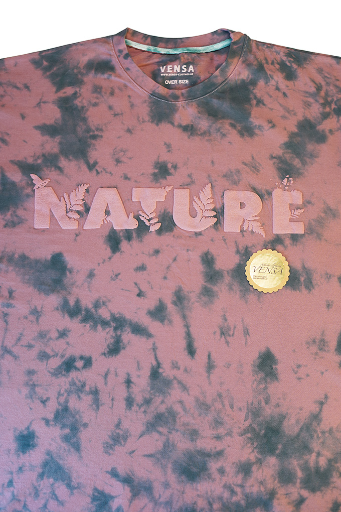 تیشرت دستساز با چاپ پفکی طبیعت