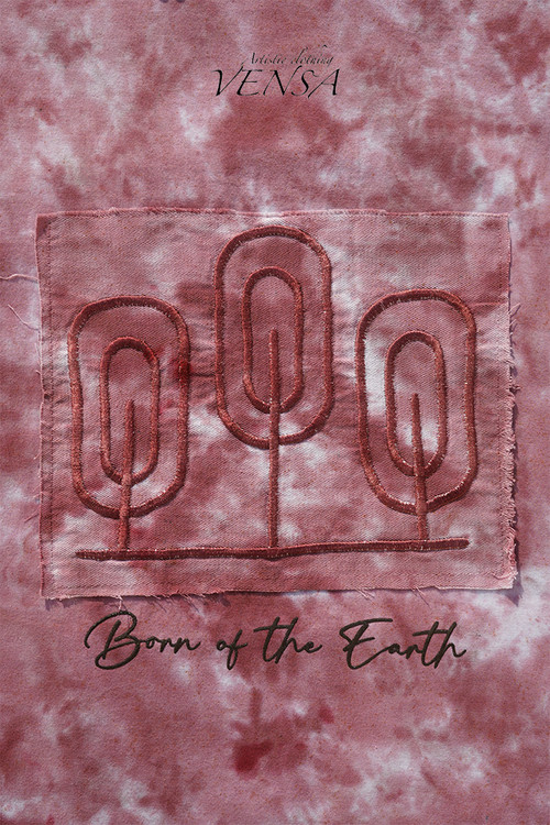 تیشرت تای دای بورگاندی با پنل گلدوزی درخت مینیمال