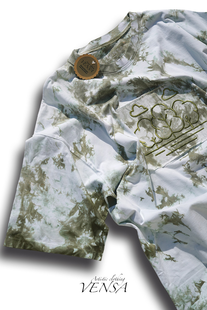 تیشرت تای دای نخی تک نسخه با پنل گلدوزی ونسا