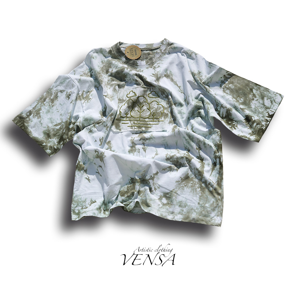 تیشرت تای دای نخی تک نسخه با پنل گلدوزی ونسا