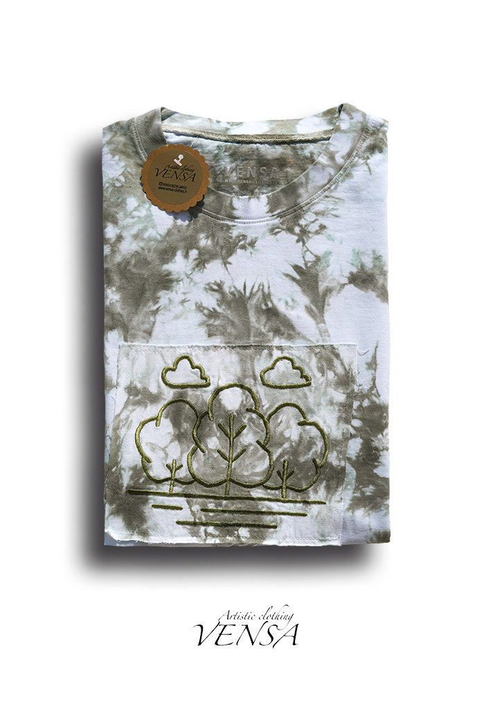 تیشرت تای دای نخی تک نسخه با پنل گلدوزی ونسا